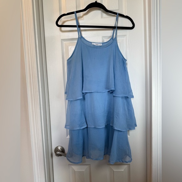 Mango Chiffon Sky Blue Swing Dress Sexy Ethereal Romantic size 4 - Picture 1 of 9